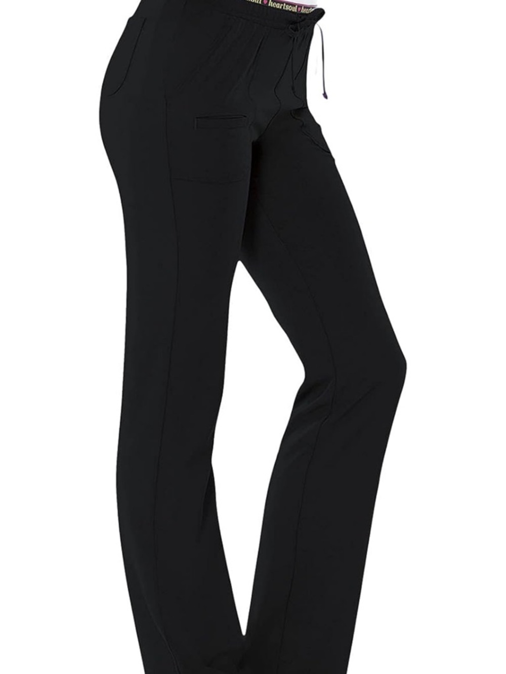 HeartSoul Black Drawstring Straight-Leg Scrub Pants